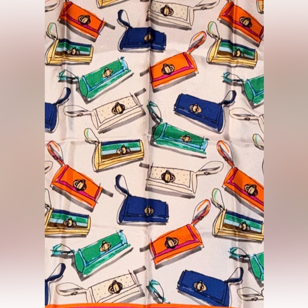 Coach NWT Multicolor Illustrated Wristlet Silk Scarf - Picture 4 of 4